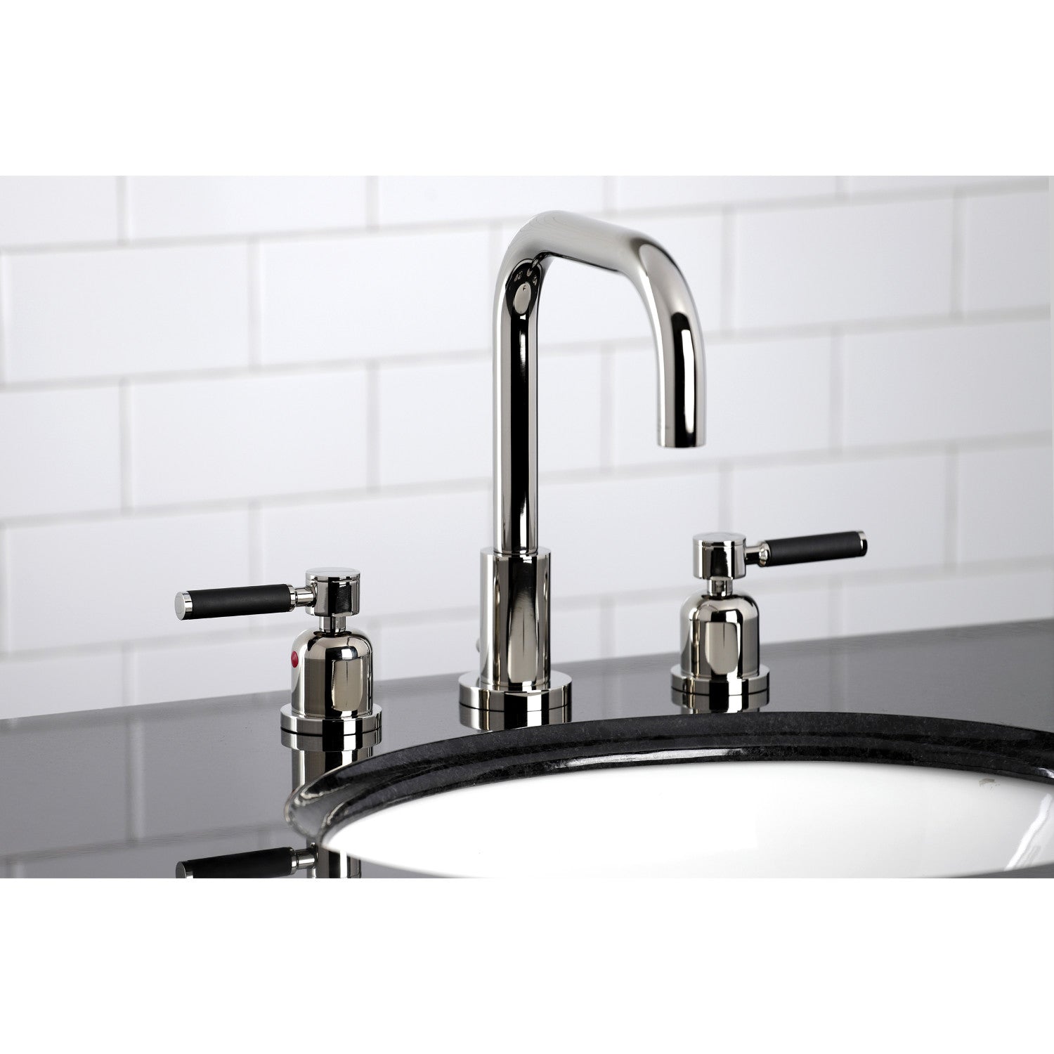 Kingston Sona FSC8939DKL - Kaiser Widespread Bathroom Faucet with Brass Pop-Up, Polished Nickel — thumbnail 2
